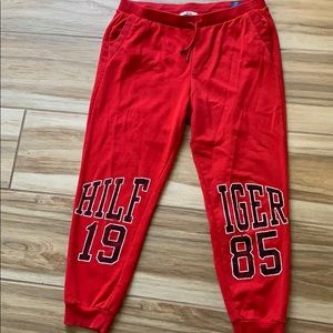 Red Tommy Hilfiger sweat pants